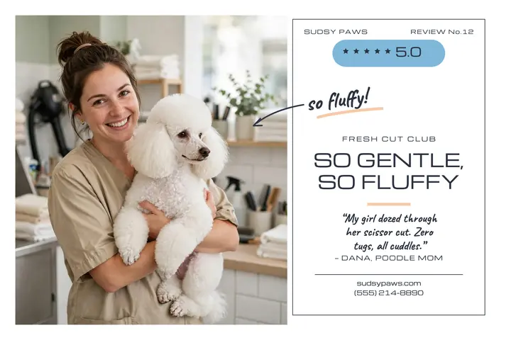 Sudsy Paws groomer review spotlight template