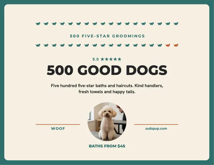 Sudspup 500 reviews groomer flyer template