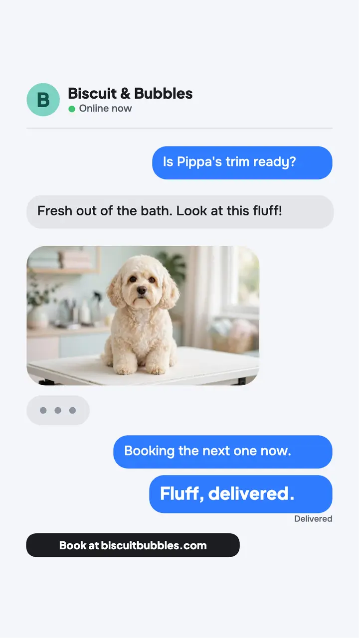 Groomer text-thread story: dog groomer story ad template