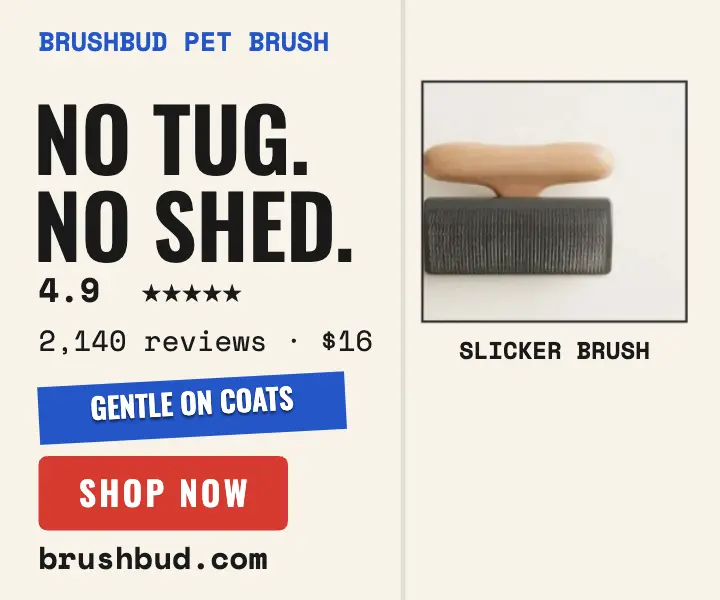 Brushbud grooming brush tape review ad template
