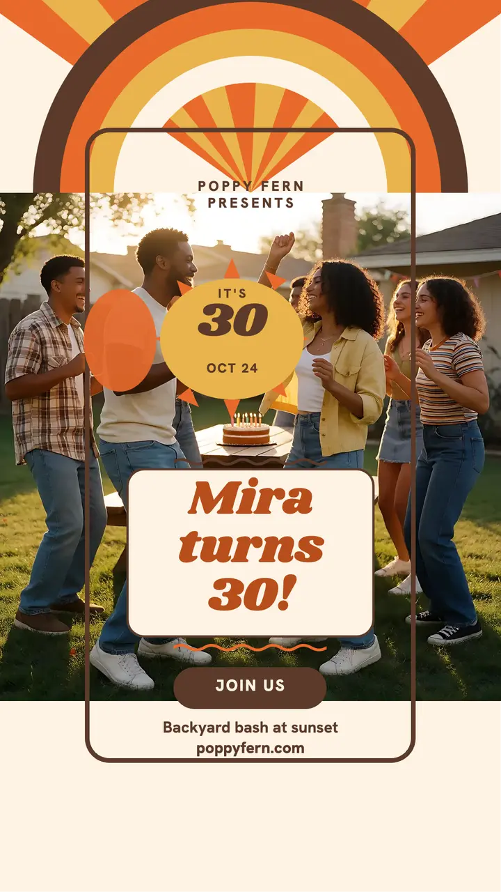 Mira's groovy backyard birthday story template