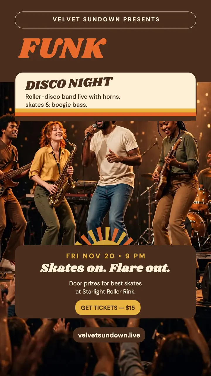 Velvet Sundown funk disco night story template