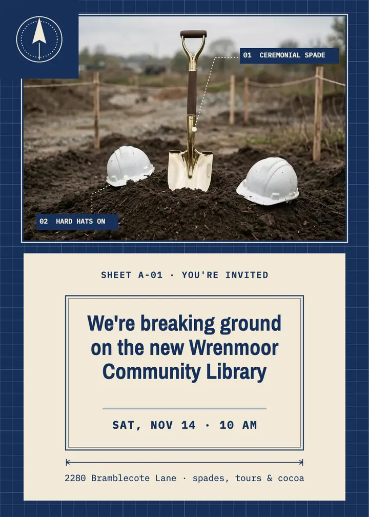 Library groundbreaking, blueprint template