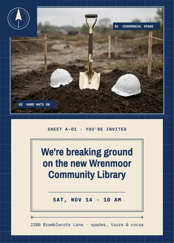 Library groundbreaking, blueprint template