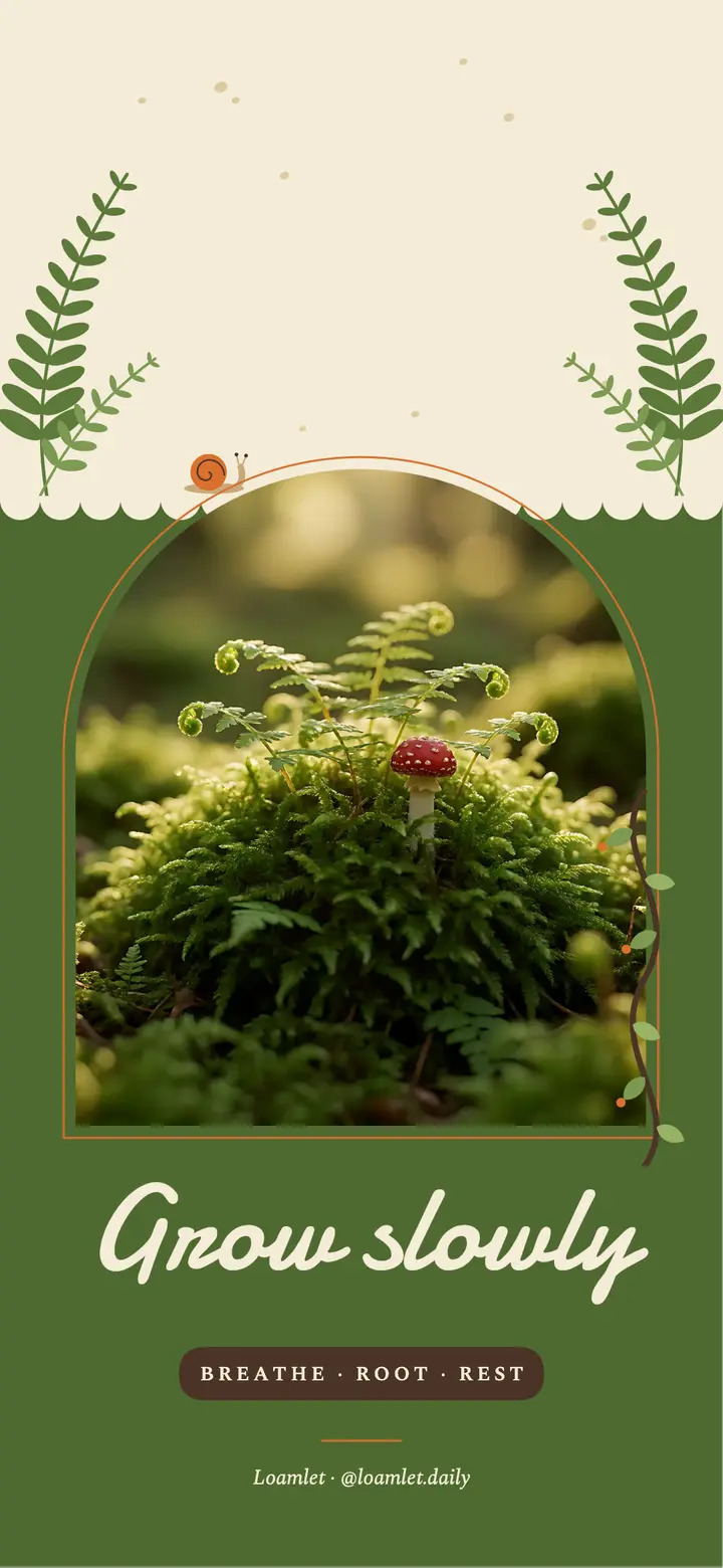 Grow slowly moss affirmation wallpaper template