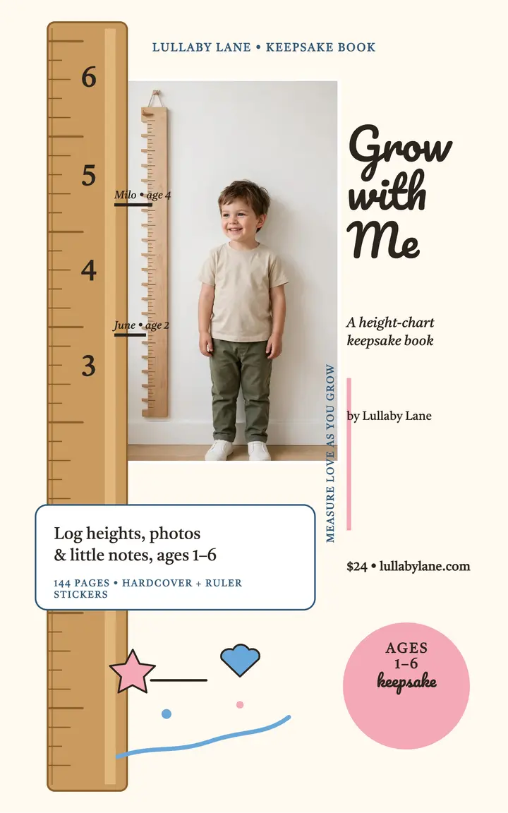 Grow With Me keepsake book cover template