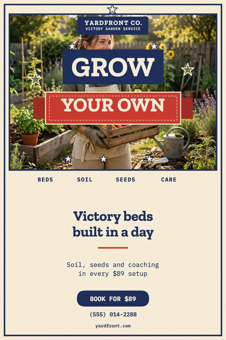Yardfront Grow Your Own garden poster: garden service poster template
