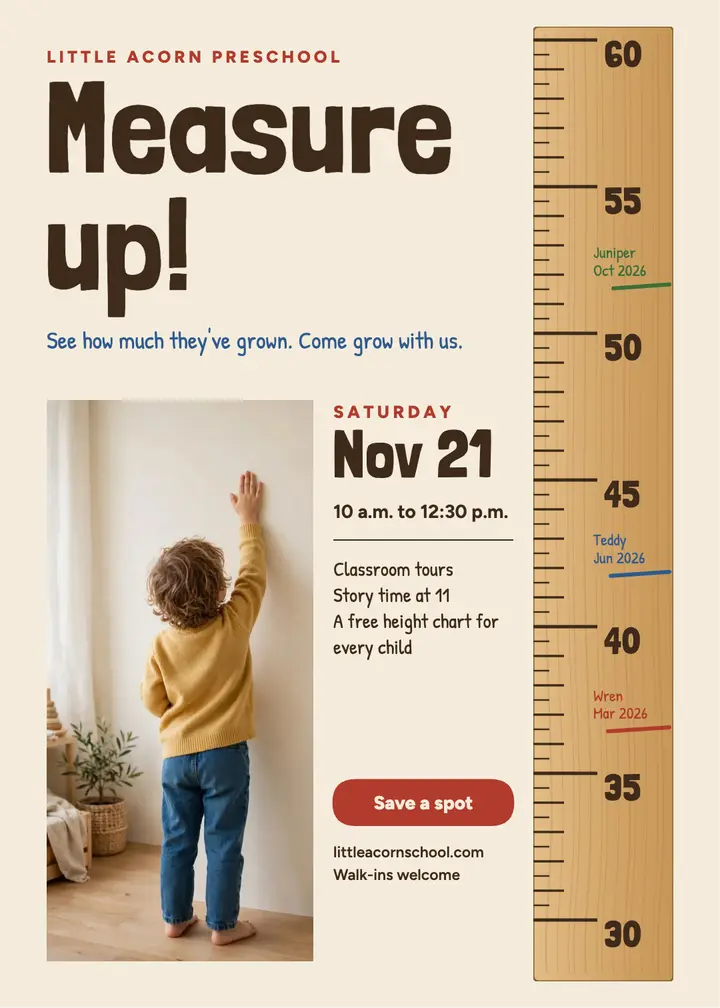 Measure up! preschool open house invitation template
