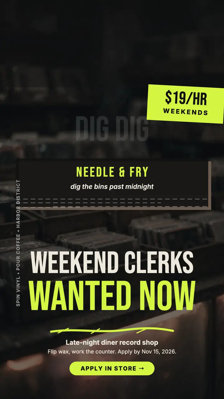 Needle and Fry weekend clerks grunge story template