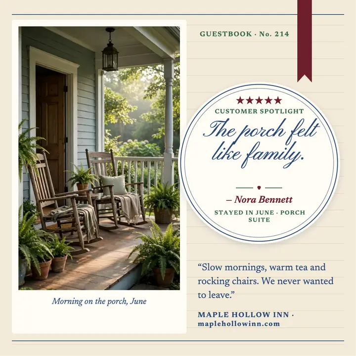 Maple Hollow Inn guestbook review post template