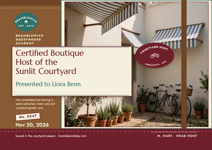 Bramblewick host certificate with luggage labels template
