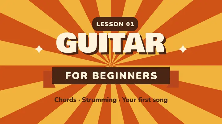 Retro sunburst guitar lesson thumbnail template