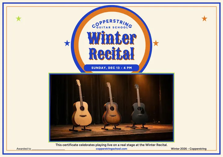 Copperstring Winter Recital certificate template