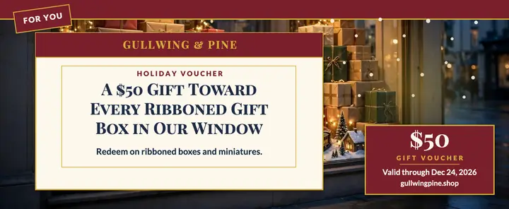 Gullwing and Pine holiday window voucher: holiday gift voucher template