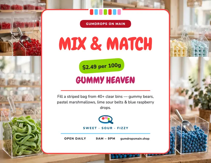 Gumdrops mix-your-own candy wall flyer template