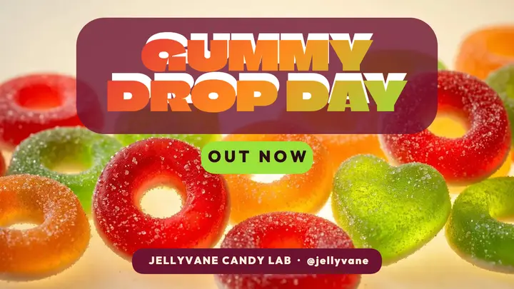 Jellyvane Candy Lab gummy drop thumbnail template