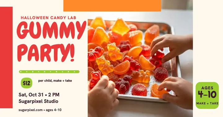 Sugarpixel gummy Halloween party post template