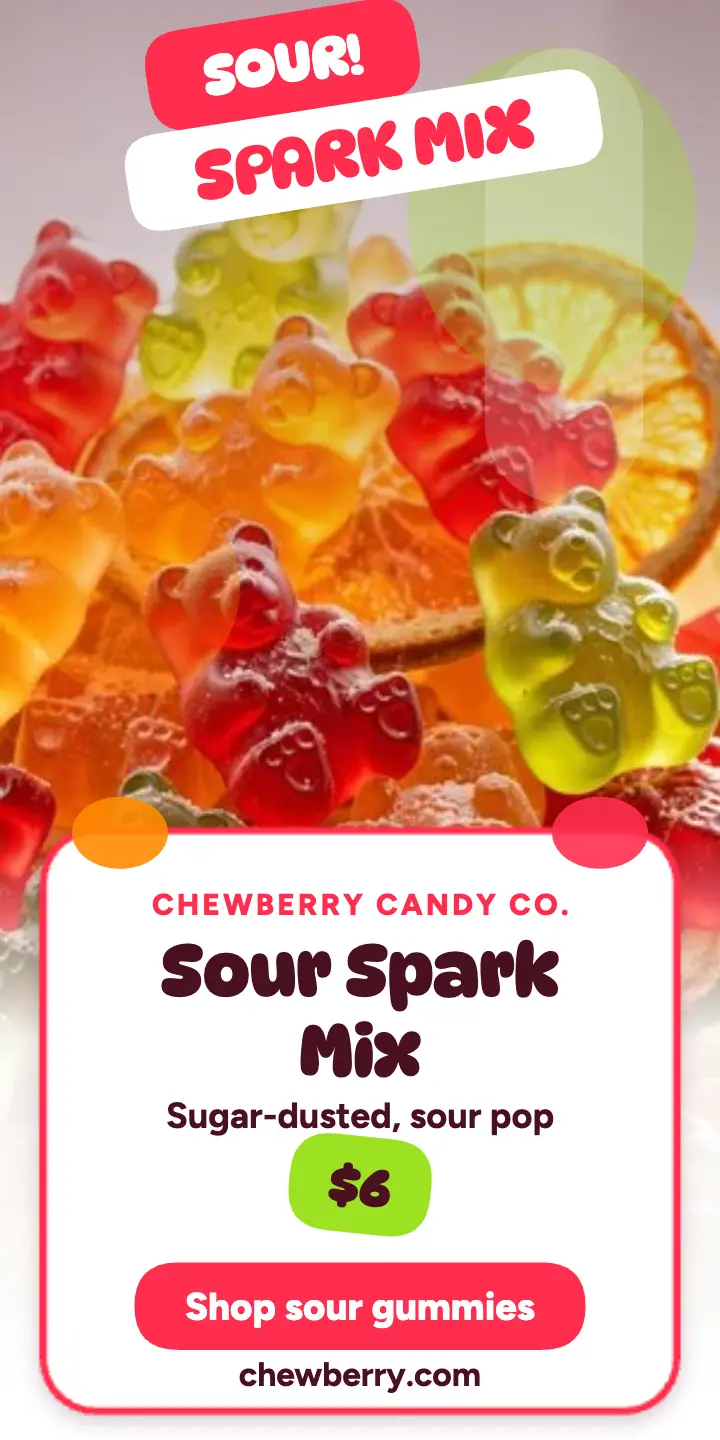 Chewberry Sour Spark Mix gummy ad template