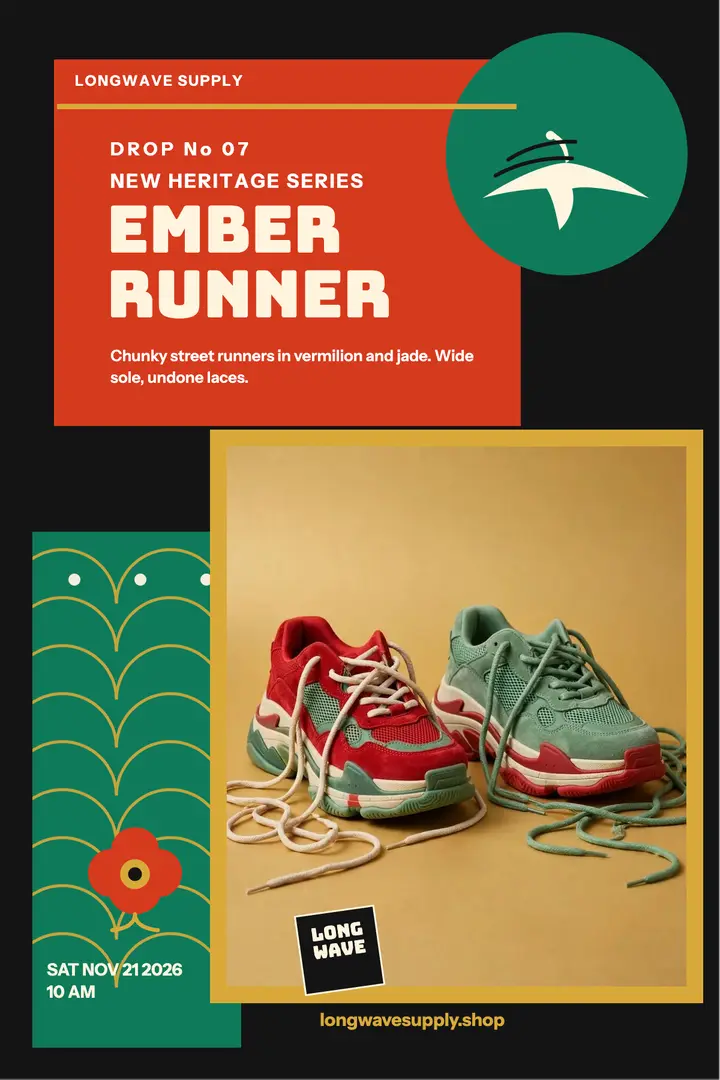 Ember Runner sneaker drop poster template