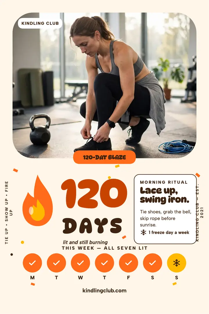 Kindling Club 120-day streak poster template