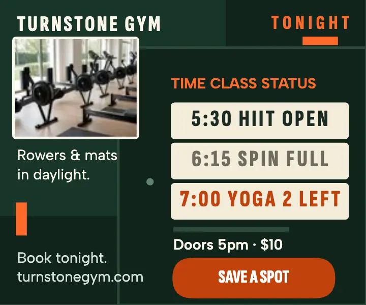 Turnstone Gym tonight board ad: gym class ad template