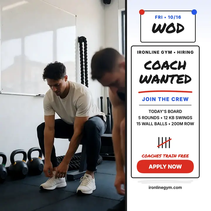 Ironline Gym coach hiring whiteboard template