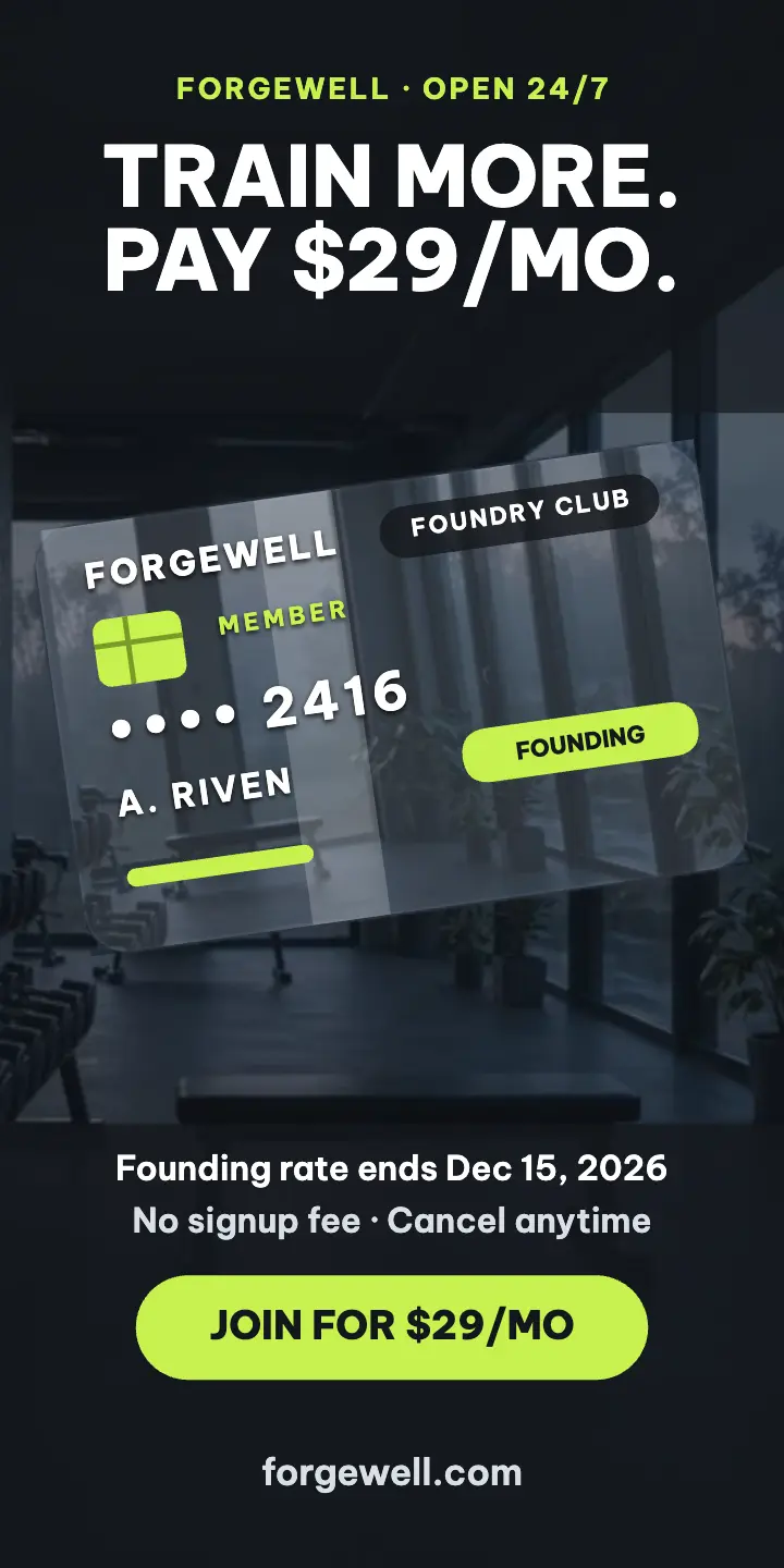 Forgewell gym member card ad template