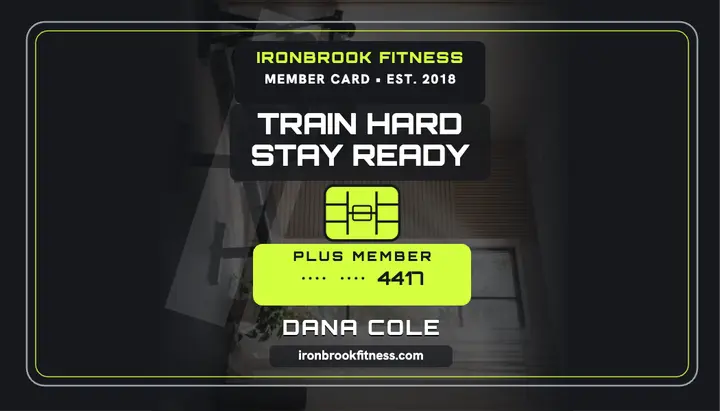 Ironbrook member card, gym business card template