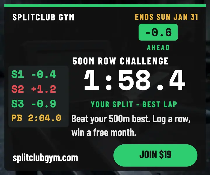 Splitclub Gym row challenge timer ad: gym challenge ad template