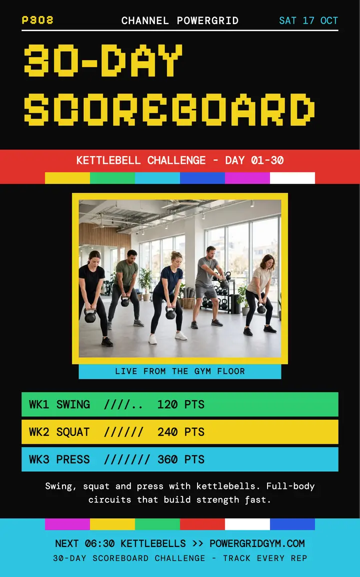 Powergrid scoreboard challenge teletext ebook: gym ebook cover template