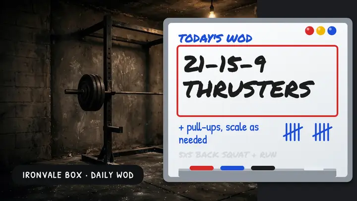 Ironvale Box daily WOD thumbnail template