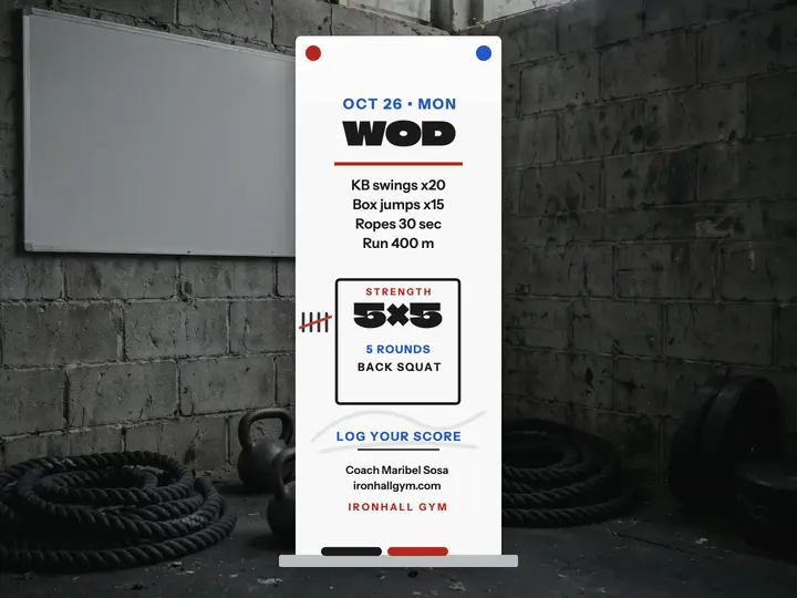 Ironhall Gym daily WOD whiteboard slide template