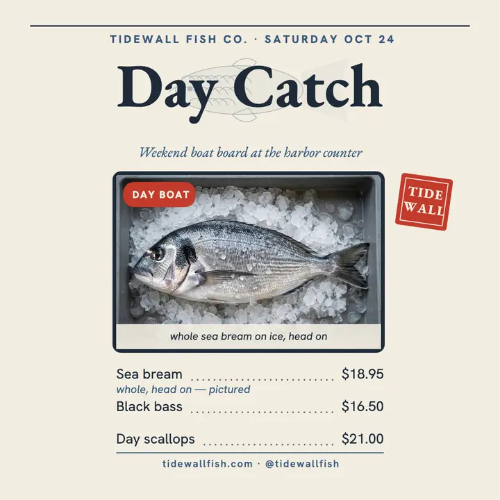 Tidewall weekend catch board, sea bream template