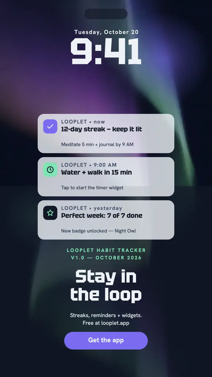 Looplet habit app lock screen launch template