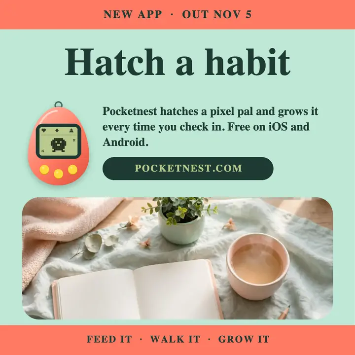 Pocketnest habit pal app launch post template
