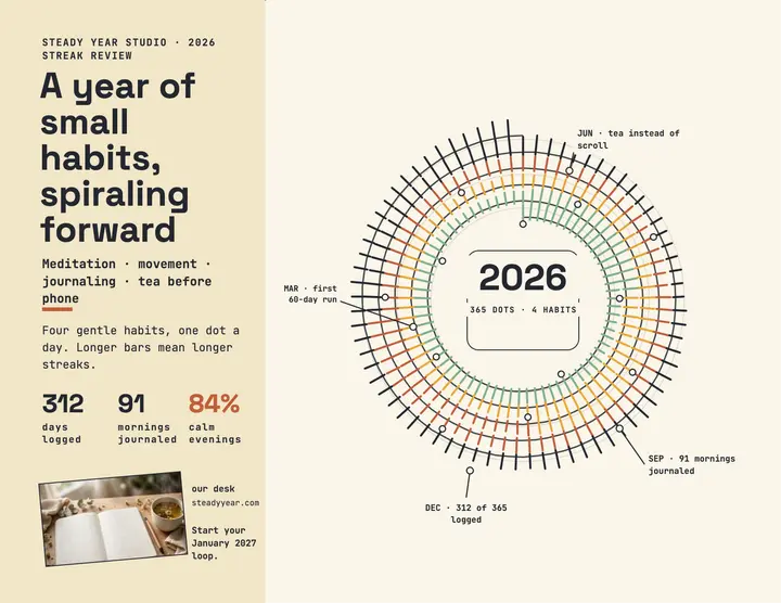 Steady Year habit spiral review template