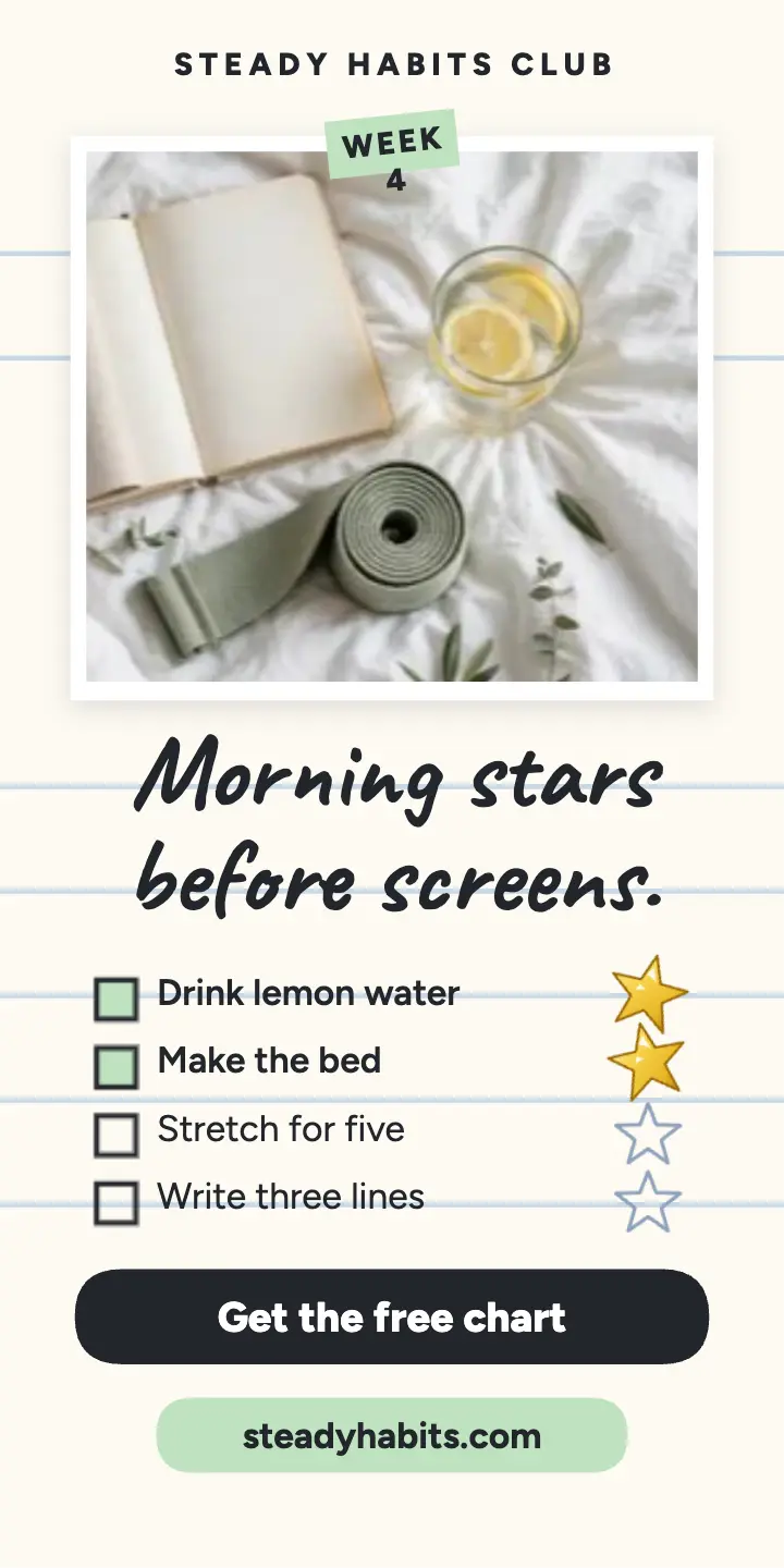 Steady Habits morning star chart: habit tracker chart template