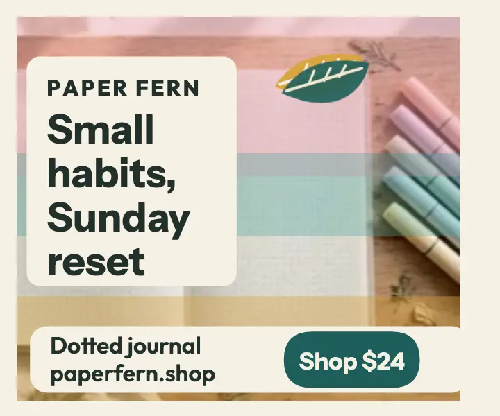 Paper Fern habit tracker Sunday reset ad template