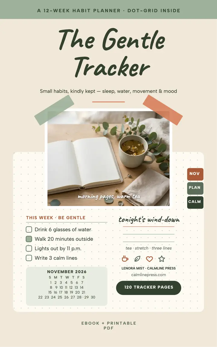 The Gentle Tracker habit planner ebook cover template