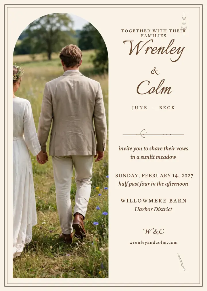 Wrenley and Colm floral wedding invitation template