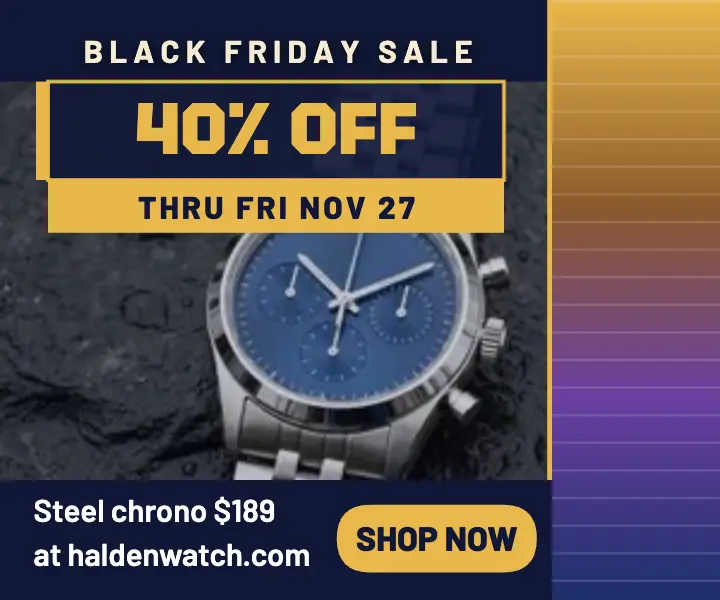 Halden Black Friday steel watch ad template