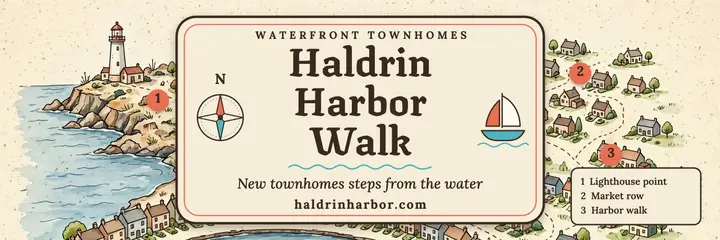 Haldrin Harbor Walk townhomes header, pictorial map: waterfront townhomes launch header template