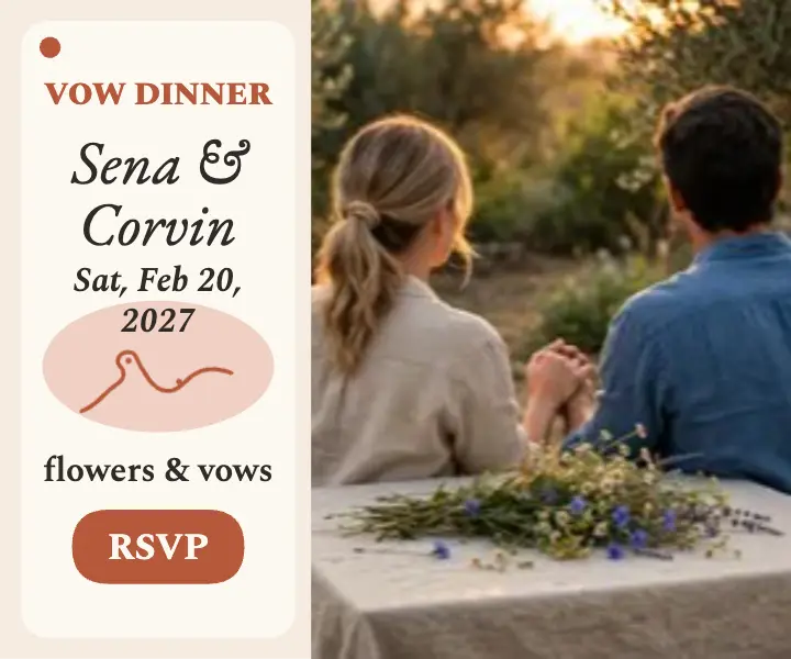 Sena and Corvin vow dinner ad template