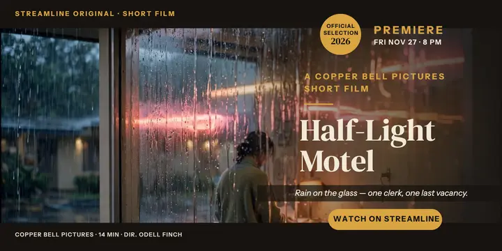 Half-Light Motel premiere post, Copper Bell template