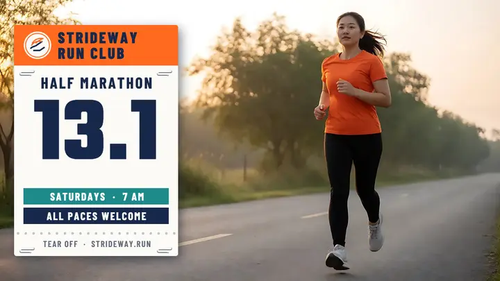 Strideway half marathon training group race bib thumbnail template