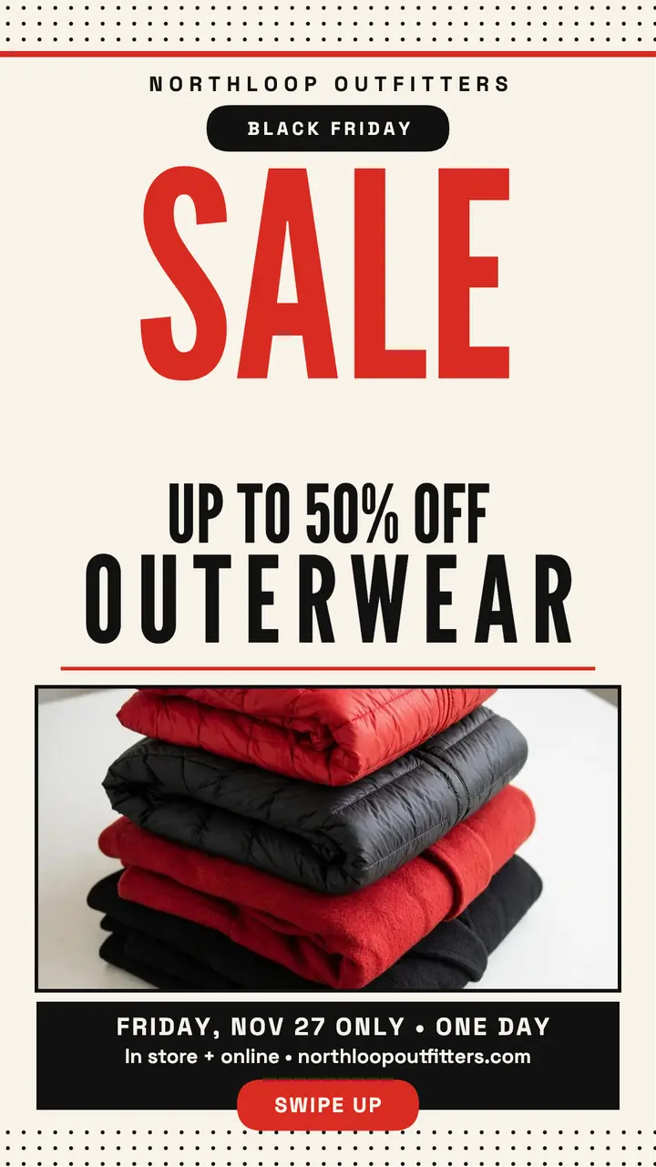 Northloop Black Friday outerwear sale story template