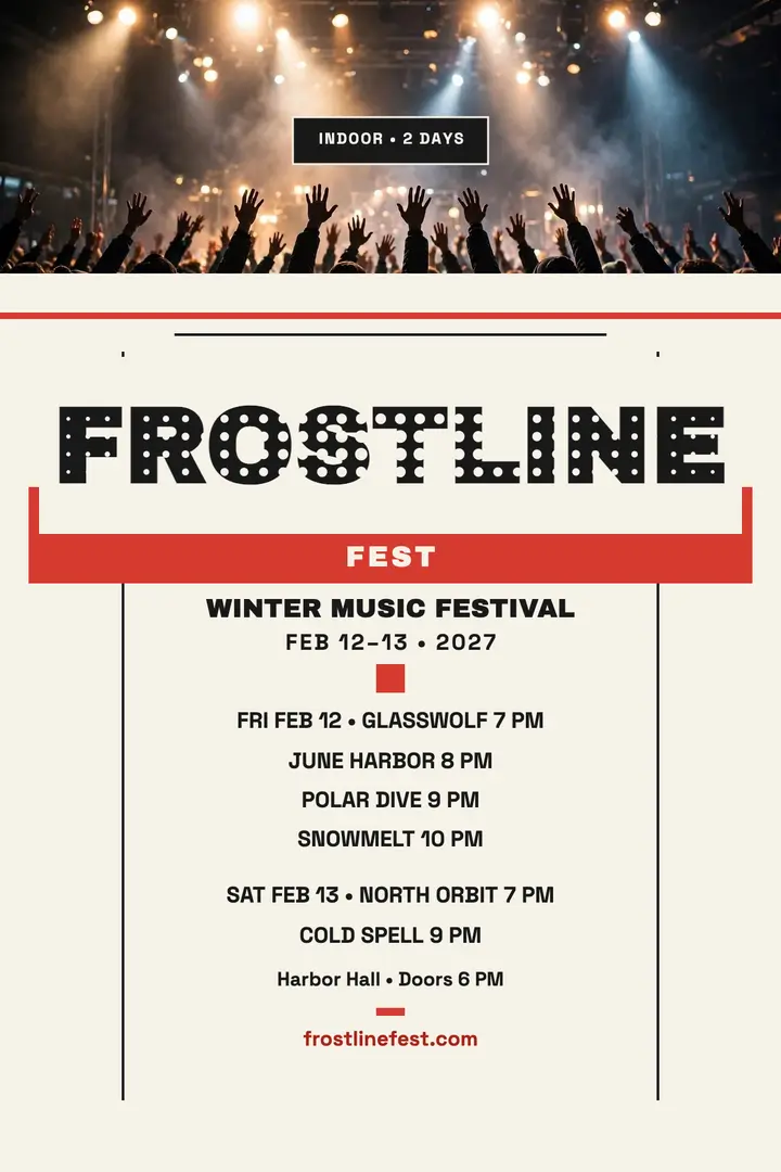 Frostline Fest winter lineup poster template