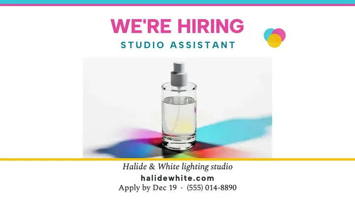 Halide and White studio hiring card template