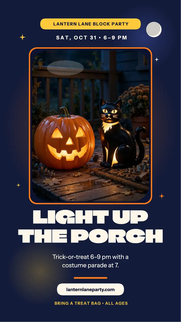 Lantern Lane glowing porch party story template