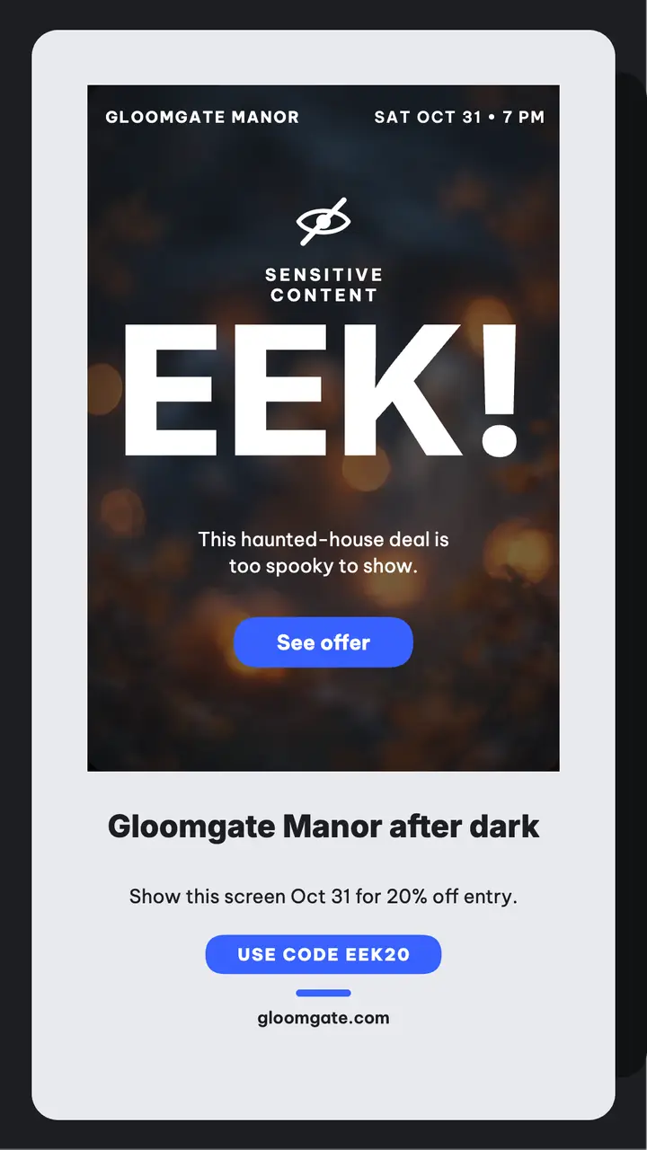 Gloomgate Manor blurred Halloween offer story template